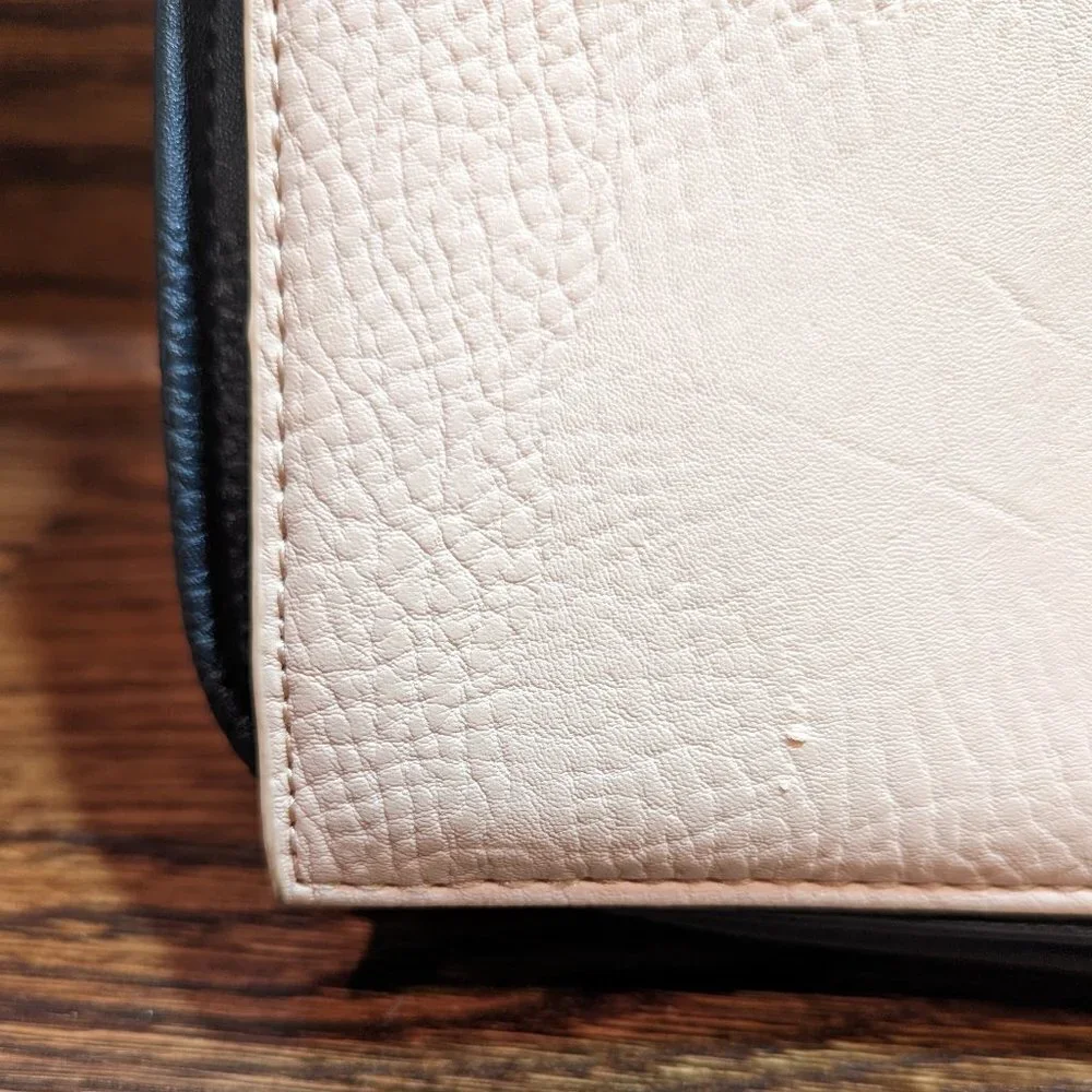 Olivia & Joy NY cream and black magnetic flap shoulder bag